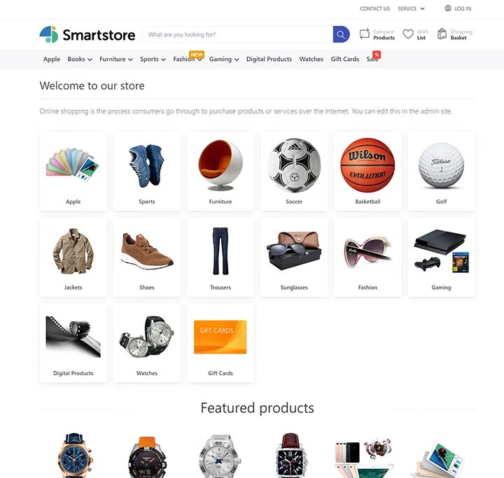 Smart Store powered retail store website